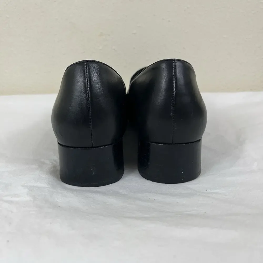 Rockport Leather Square Toe Loafer Womens 8.5 Black